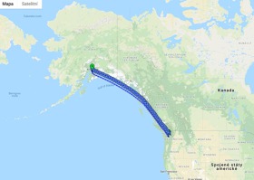 Let z Anchorage do Seattlu na trackeru Google. Zdroj: Google maps