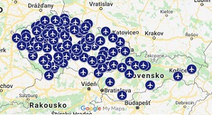Interaktivní mapa letišť ČR a SR